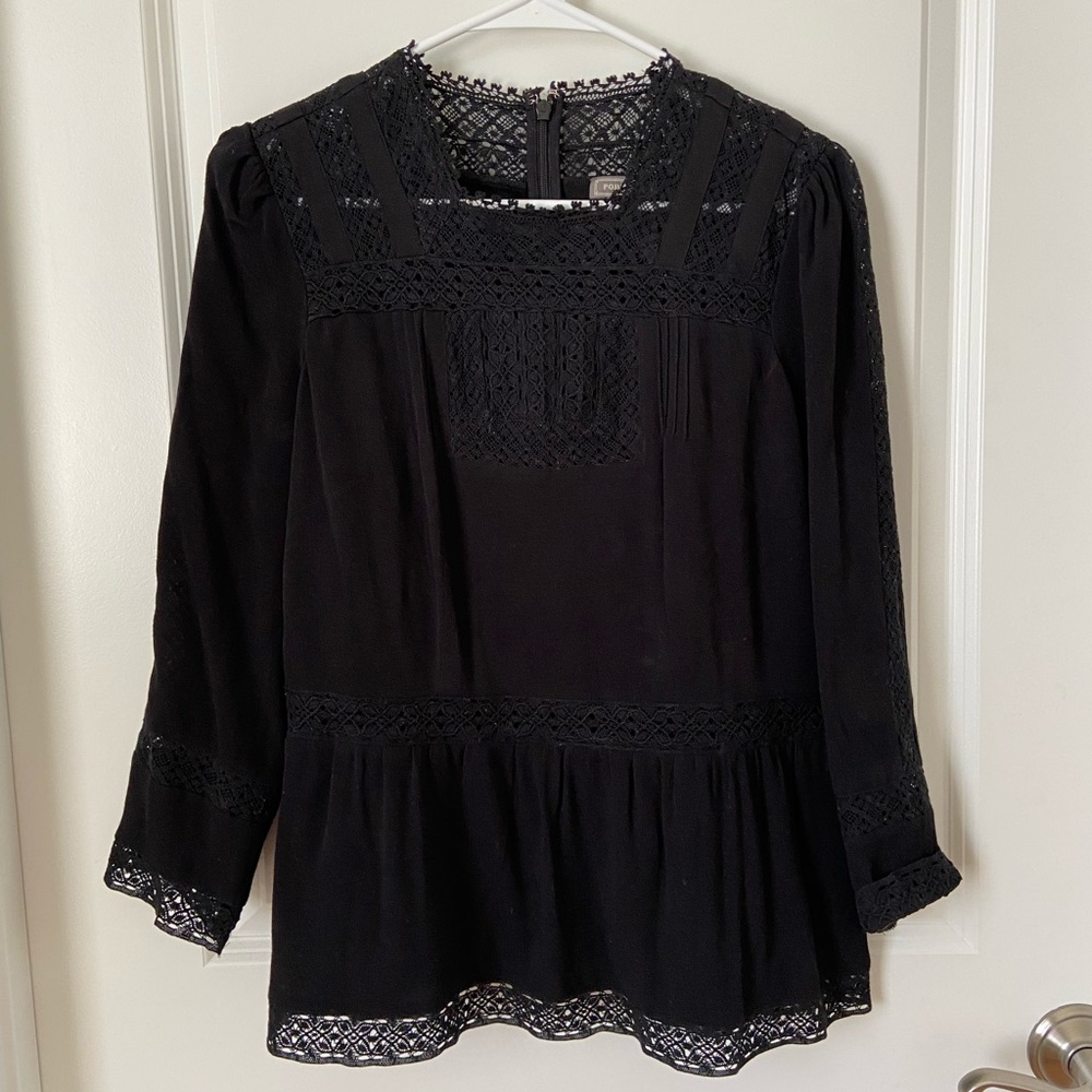 J. Crew Point Sur Top black lace top
